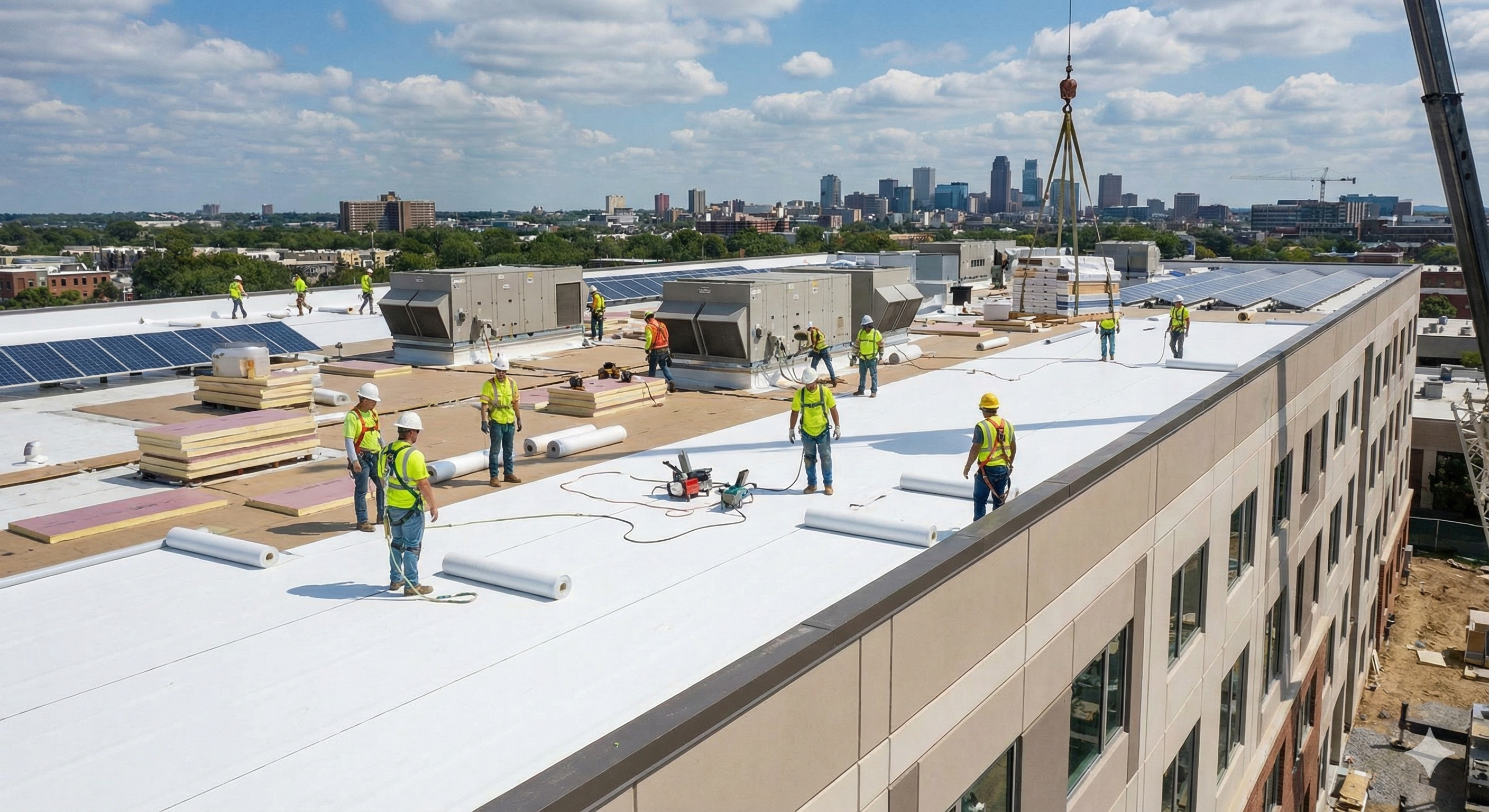 skilled commercial roof installation by Apex Omnium Roofing Group
